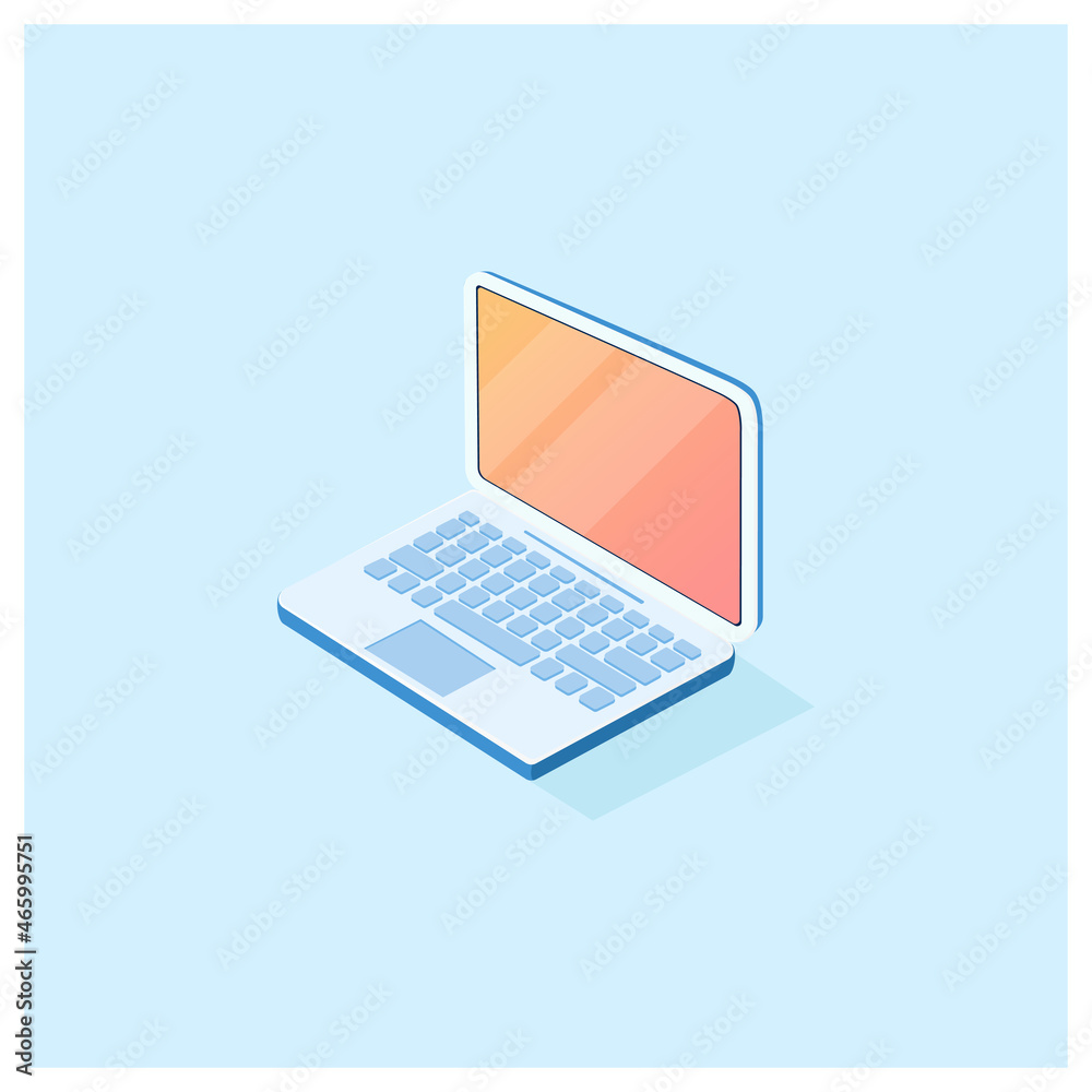 3d isometric icon of laptop. 3d isometric icon of laptop.