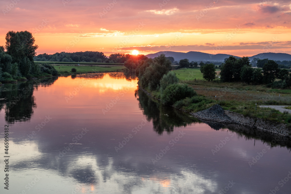 River Weser at sunset in Germany