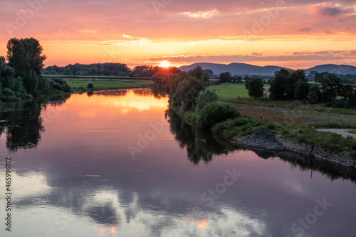 River Weser at sunset in Germany