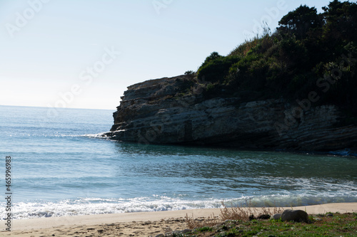 Beautiful Sicilian beach and sea, blue sky and crystal clear sea.
