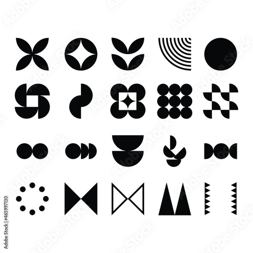 abstract geometric icon set collection in a simple style for element decoration. random shape of icon elements to create any design.