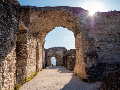 Grottoes of Catullus Long Corridor in Sirmione on Lake Garda photo