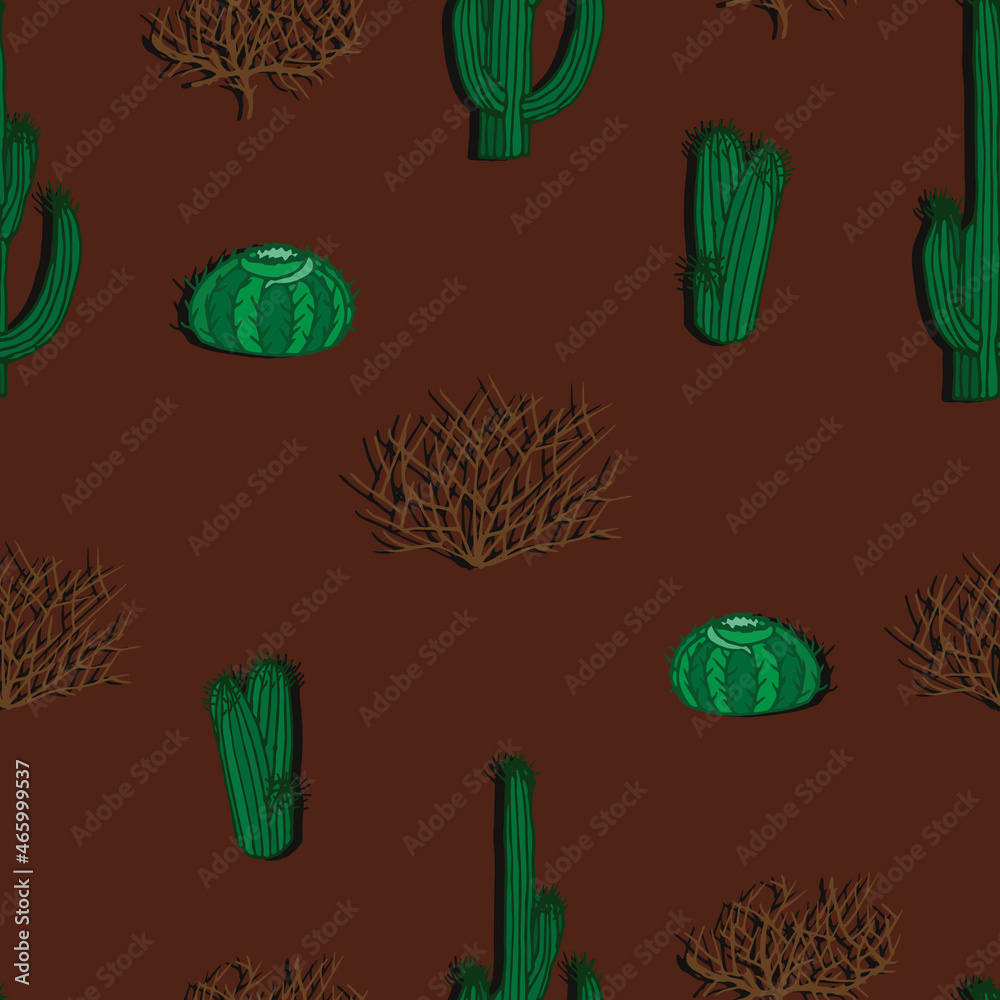 cacti and bushes, seamless pattern cacti and bushes, seamless pattern
