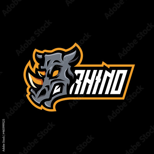 rhino mascot esport logo design