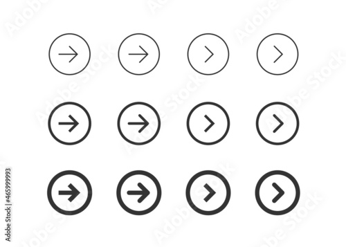 Circle arrow. Next button. Png right line symbol in vector flat