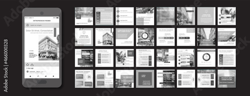 Social media pack Posts for internet content, site for Bloggers, Fashion, ad, Lifestyle brands, Creative businesses blog. Set of square Presentation templates. Unique trendy website slider frames.