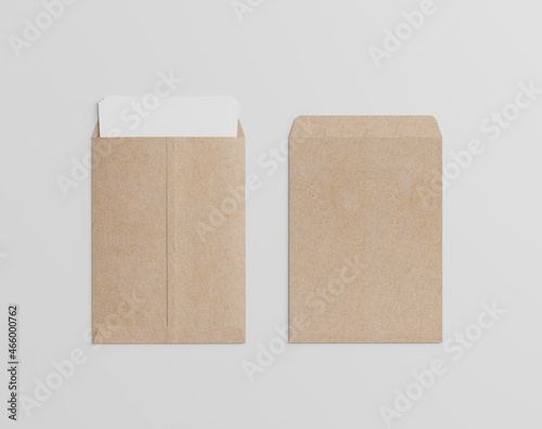 Blank kraft brown big envelope mockup on the empty background