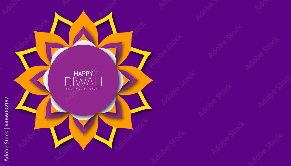 Happy Diwali greeting card with mandala flower Happy Diwali greeting card with mandala flower
