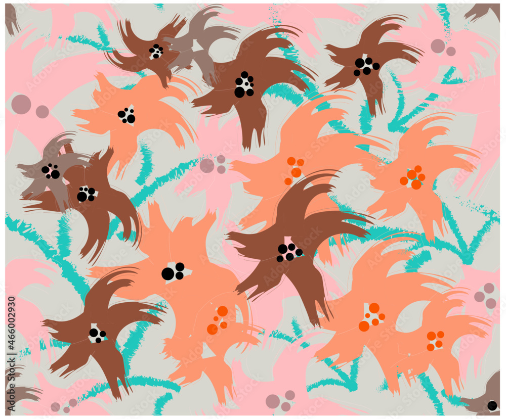 Abstract background template design. Seamless vector orange floral pattern for fabrics, dress material upholstery textile and wall papers. Abstract background template design. Seamless vector orange floral pattern for fabrics, dress material upholstery textile and wall papers.