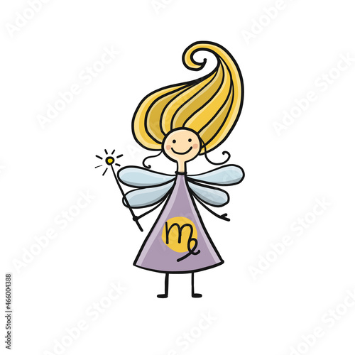 Virgo Cute little Fairy. Sketch for your design