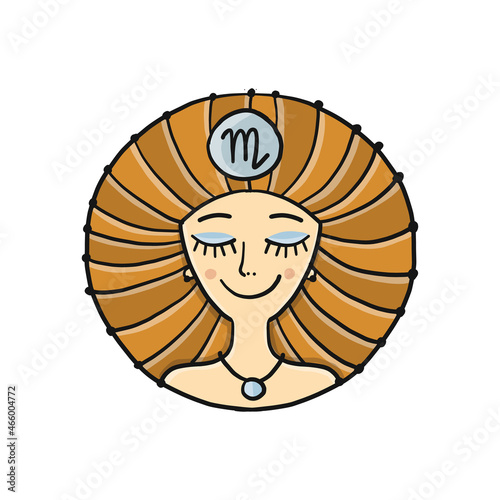 Virgo Woman Circle logo. Sketch for your design