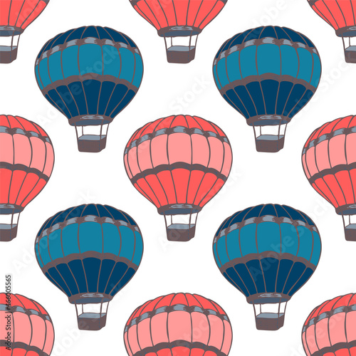 Cartoon hot air balloons  illustration vector seamless patter.