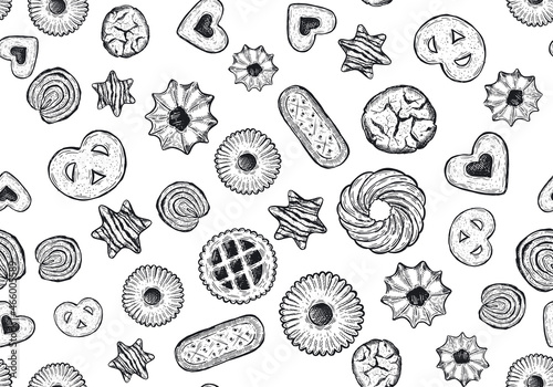Cookie set hand drawn illustration. Vector.