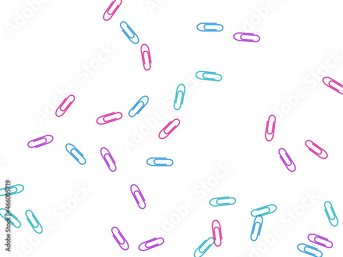 Stationary paperclips isolated on white background