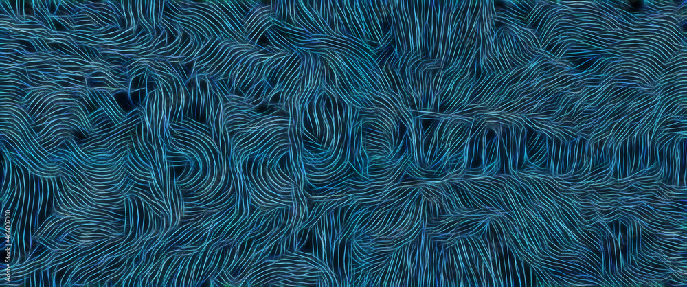 Obraz premium creative chaotic abstract design from tangled string in lightblue on a darker blue background