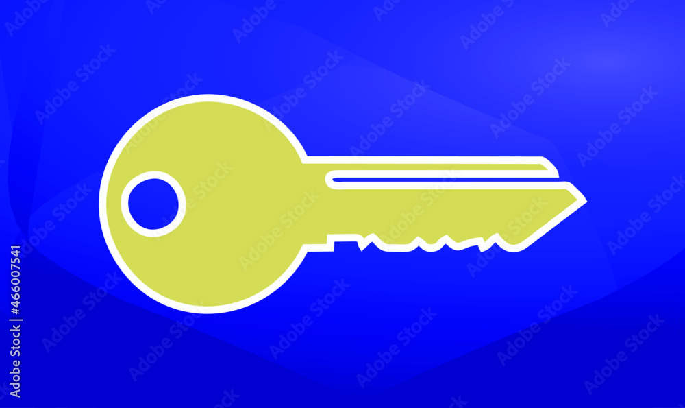Key Icon on blue background. Vector illustration. Key Icon on blue background. Vector illustration.