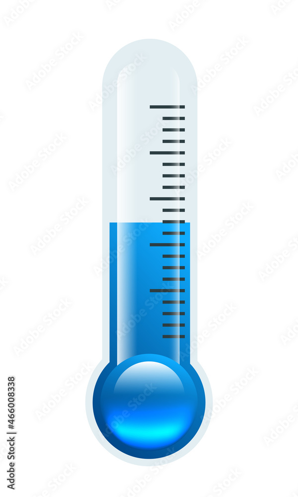 Thermometer with blue mercury. Temperature in winter. Thermometer showing  sub-zero temperature, frost. Vector illustration isolated on white  background. Stock Vector | Adobe Stock