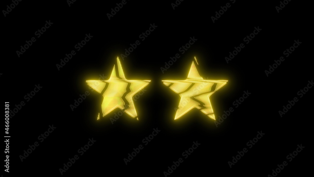 Two big golden stars, in a modular groovy vaporwave style.
