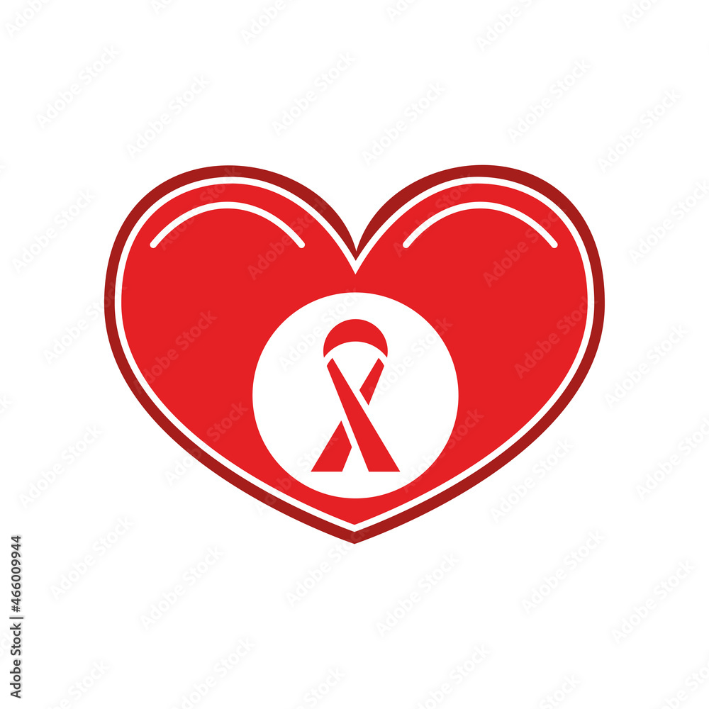 red ribbon in heart red ribbon in heart