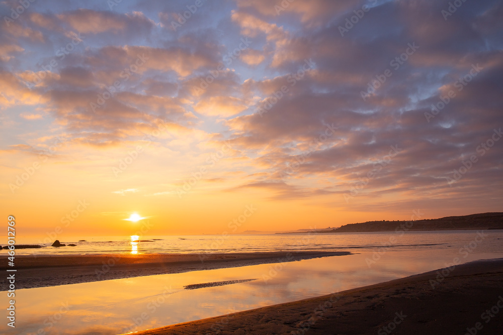 Beautiful sunrise at the Caspian Sea.