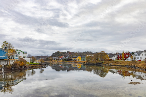 Houses on the sea shore in Brønnøysund,Helgeland,Northern Norway,scandinavia,Europe