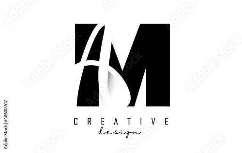 Letters MA Logo with a minimalist design. Letters M and A with geometric and handwritten typography.