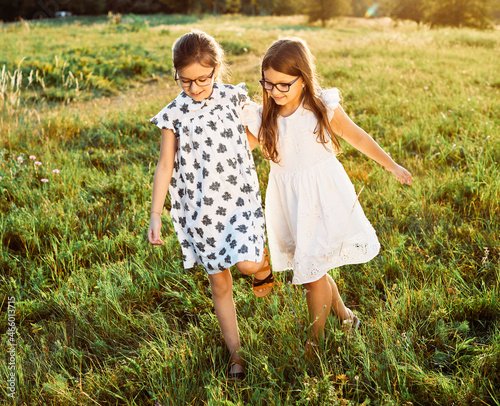 child summer fun lifestyle sister friend outdoor girl field friendship joy childhood love happy bonding