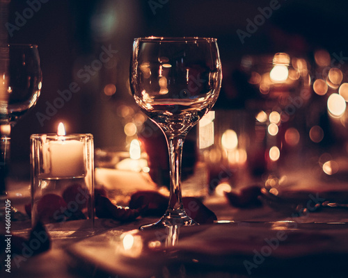 Close Up Wine Glass by Candlelight
