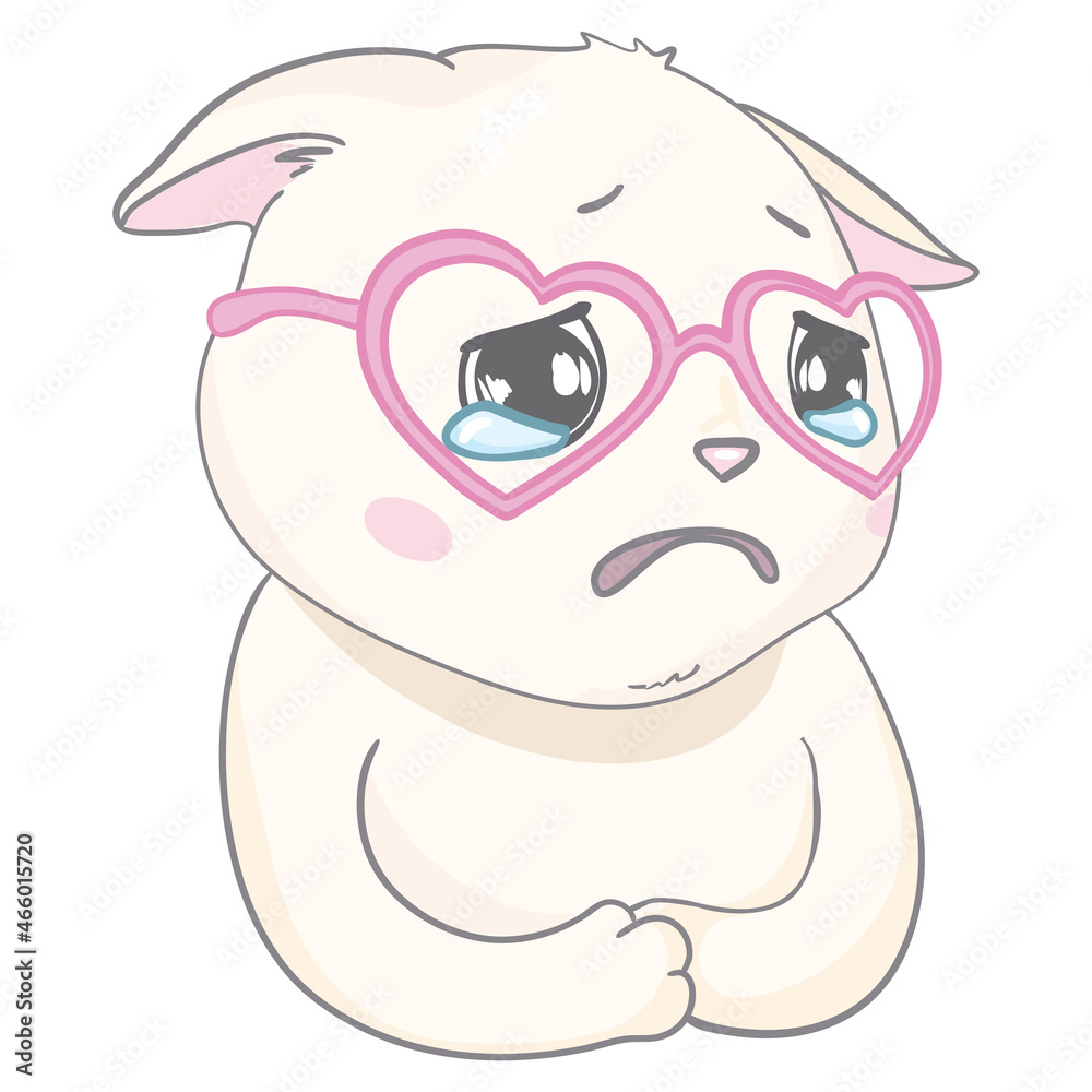 Vector cute cat illustration. Hand drawn Stylish kitten art. Doodle Kitty in glasses. Cartoon animal isolated on white. Vector cute cat illustration. Hand drawn Stylish kitten art. Doodle Kitty in glasses. Cartoon animal isolated on white.