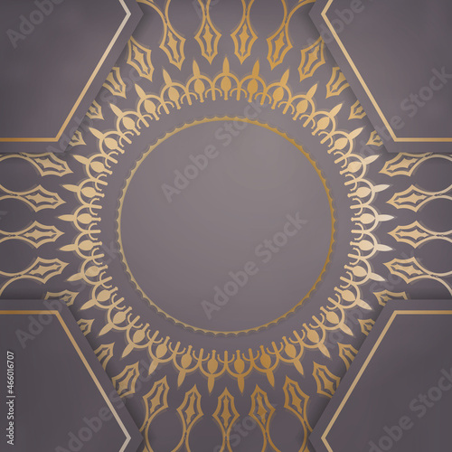 Greeting Brochure in brown color with abstract gold ornament for your design.