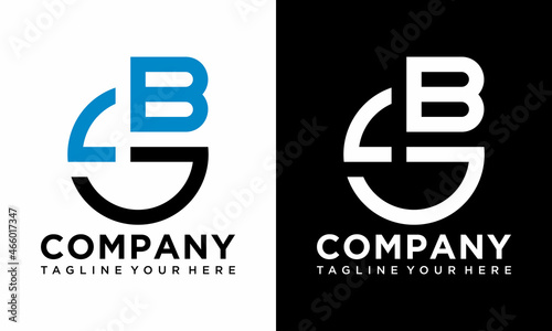 Initial letters SB circle shape monogram black and blue simple logo design vector template on a black and white background.