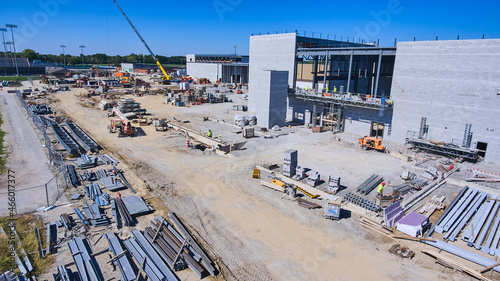 Complex construction site in Indiana of High School building