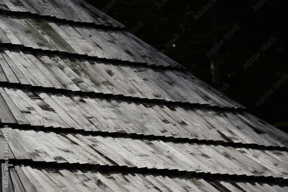 Old wooden roof, wood shingles, wooden shingle pattern, shake roof. Old wooden roof, wood shingles, wooden shingle pattern, shake roof.