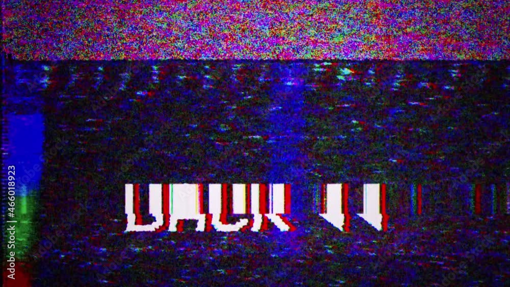 Videocassette recorder (VCR). Rewind sign, arrows. VHS defects, artifacts and noise. Glitches of old damaged tape cassettes. Static dynamic TV noise on display or screen. Retro vintage 4K texture 