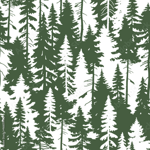 Seamless vector pattern with pine tree silhouettes. Perfect for textile  wallpaper or print design. 
