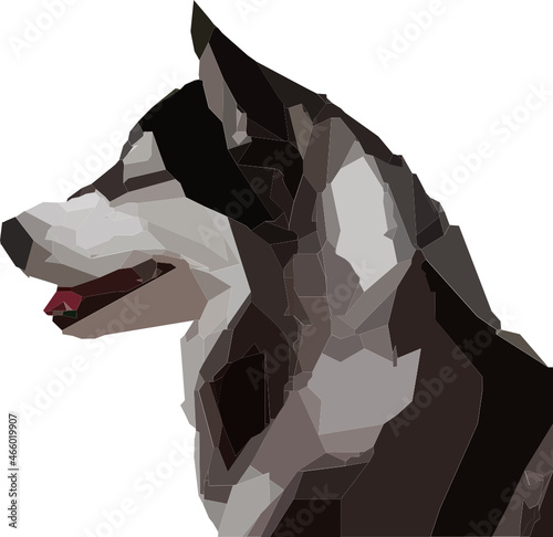 Hund im Profil im Mosaikstil