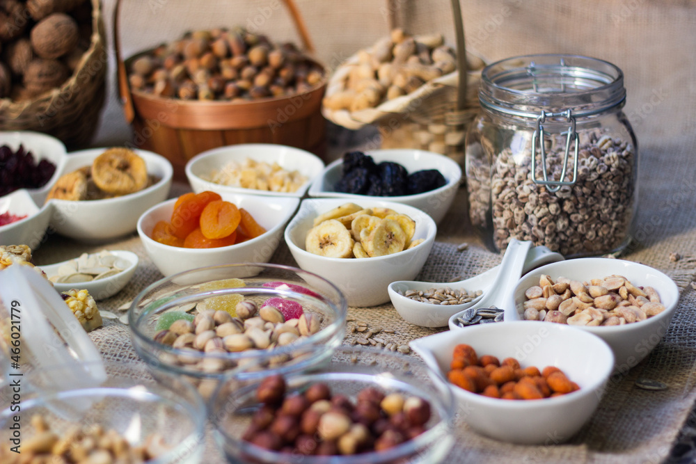 Dried fruits and nuts in the bowl Dried fruits and nuts in the bowl