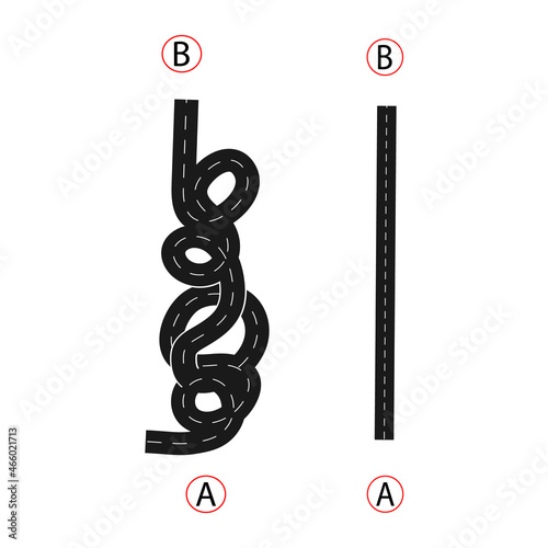 A tangled road or film from point to purpose.he concept of simplifying a psychology, or goal achievement.