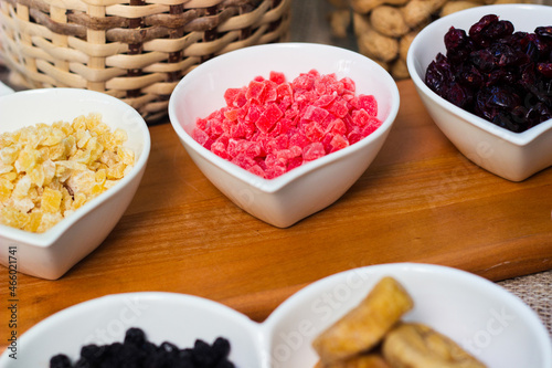 Dried fruits and nuts in the bowl