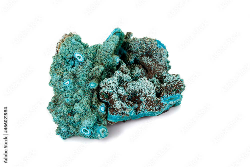 Macro mineral stone Malachite against white background Macro mineral stone Malachite against white background
