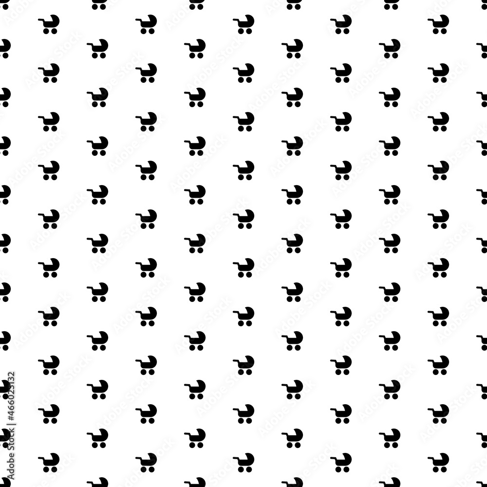 Square seamless background pattern from geometric shapes. The pattern is evenly filled with big black baby carriage symbols. Vector illustration on white background Square seamless background pattern from geometric shapes. The pattern is evenly filled with big black baby carriage symbols. Vector illustration on white background