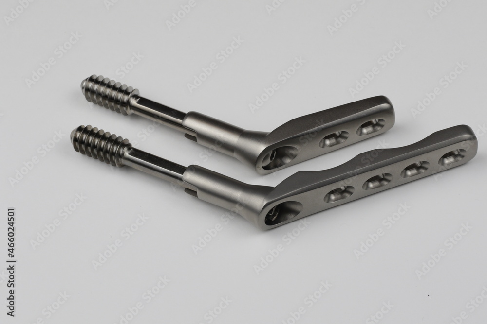 Obraz premium Surgical plates for osteosynthesis in case of hip fractures