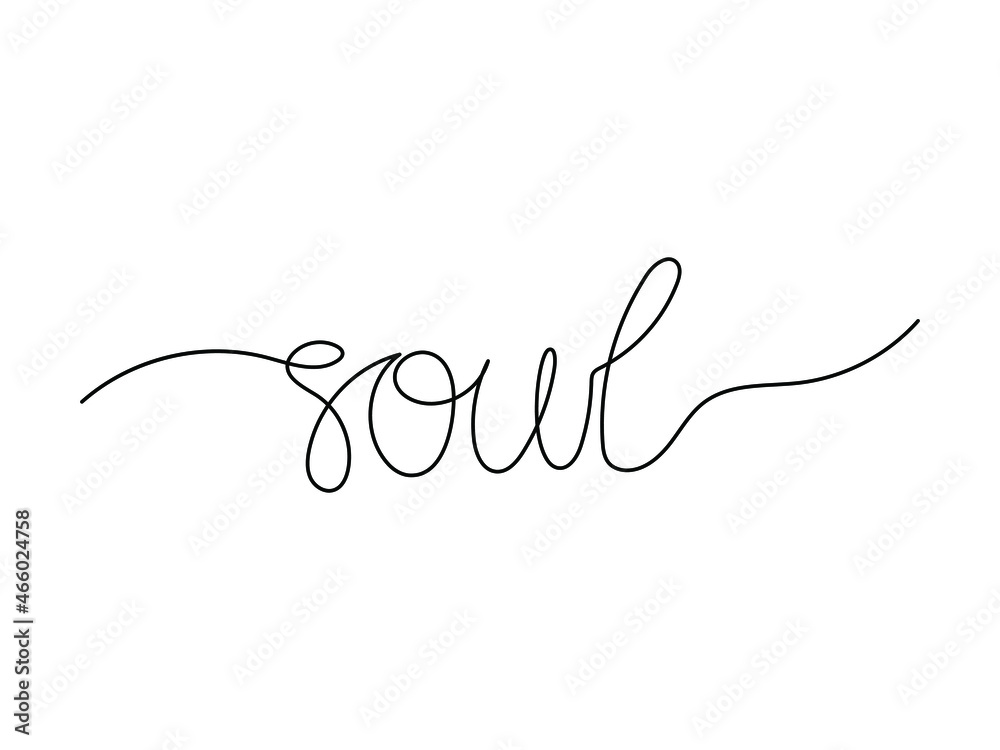 Soul - hand drawn one continuous line word. Modern vector calligraphy isolated on white background. Soul - hand drawn one continuous line word. Modern vector calligraphy isolated on white background.