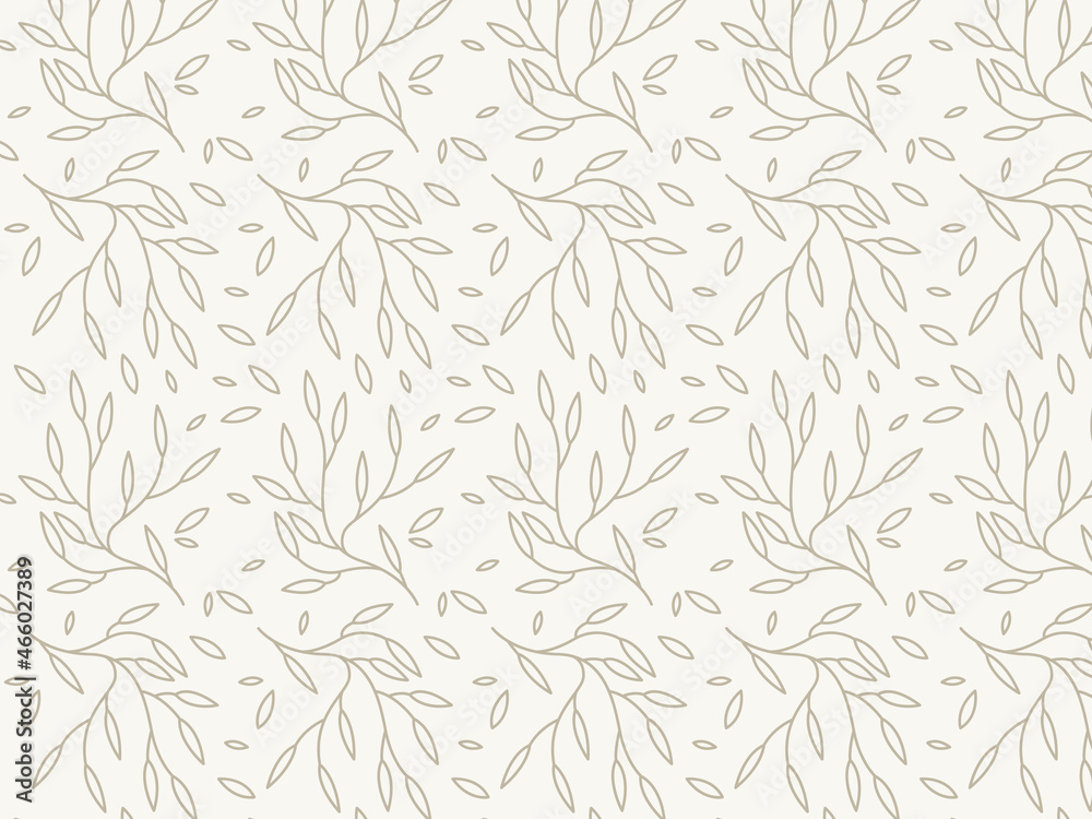 elegant and beauty outline seamless floral flower and branch pattern