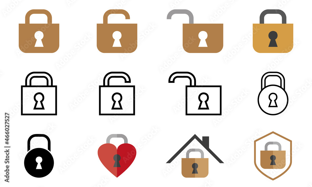 Padlock icon vector set. Lock flat design best signs Padlock icon vector set. Lock flat design best signs