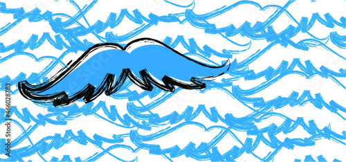 No shave - november. No shave or shaving moustache, mustache or beard men face. No razor blade sign. Vector, forbidden to use shaving razor icon. November, blue ribbon, man, prostate cancer month.