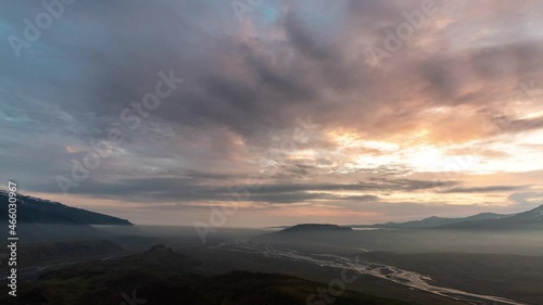 4k video time lapse of an amazing sunset developing across the highlands in Iceland.