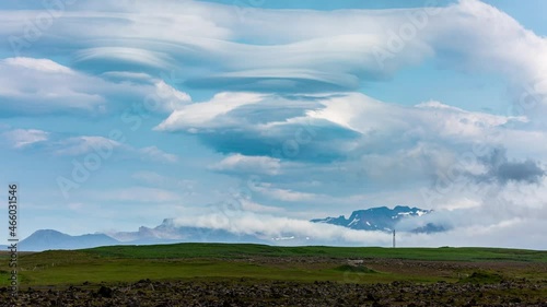 4k video time lapse of lenticular clouds forming somewhere in the highlands of Iceland.