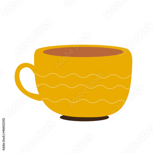 Yellow tea cup for use in menu design or clipart