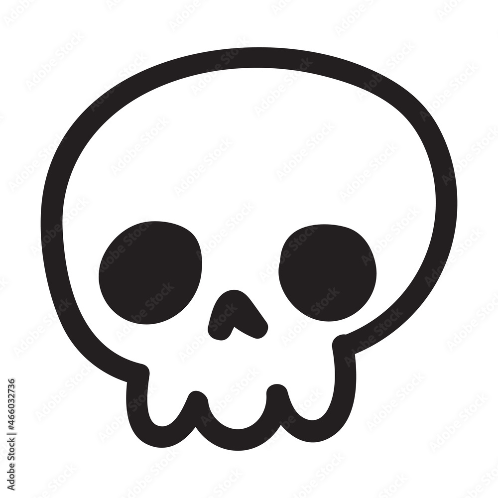 Hand drawn cartoon doodle skull. Funny cartoon skull isolated on white background. Hand drawn cartoon doodle skull. Funny cartoon skull isolated on white background.